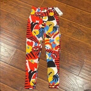 Adidas Vibrant Red and Blue Graphic Leggings